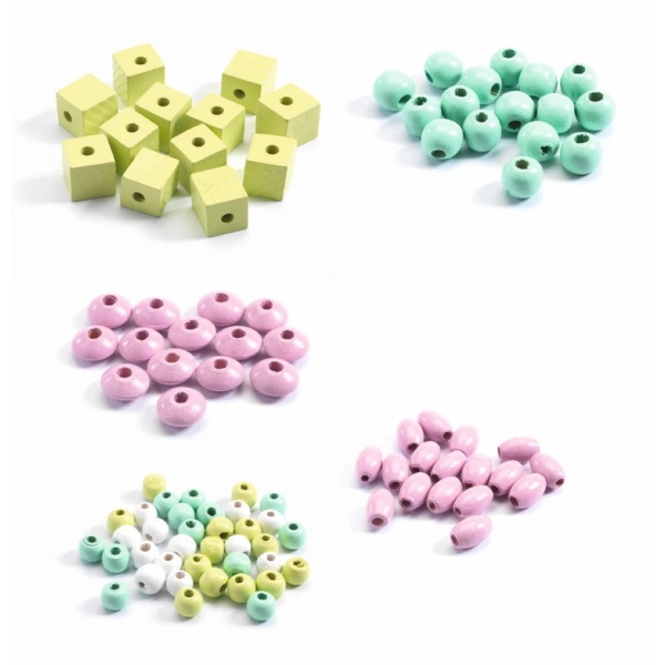 PERLAS DE MADERA HOJAS Y FLORES