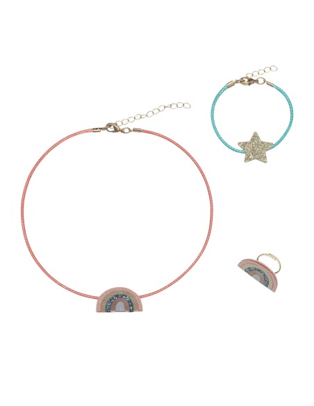 SET DE COLLAR, PULSERA Y ANILLO ARCOÍRIS