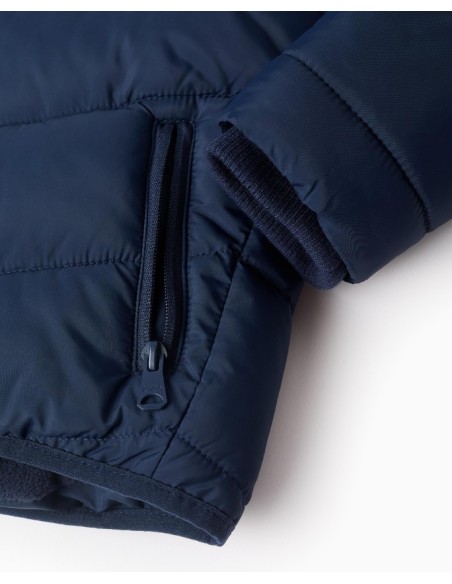 CHAQUETA ALCOCHADA CON CAPUCHA AZUL MARINO