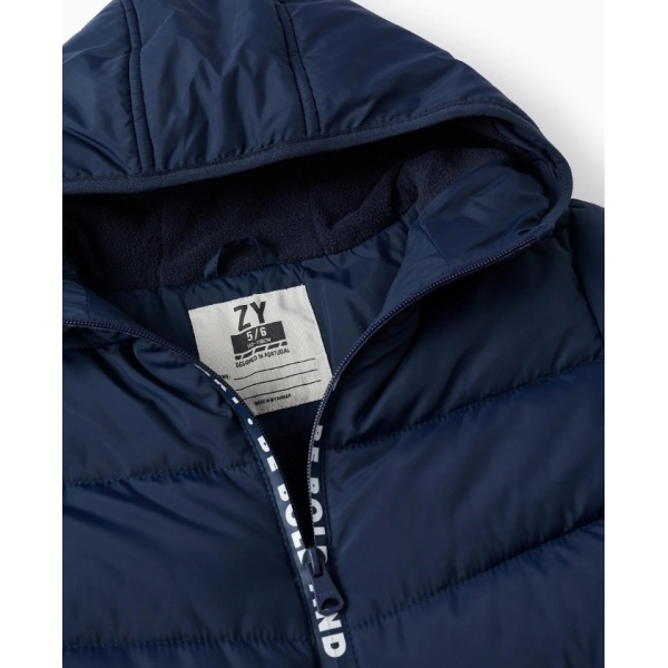 CHAQUETA ALCOCHADA CON CAPUCHA AZUL MARINO