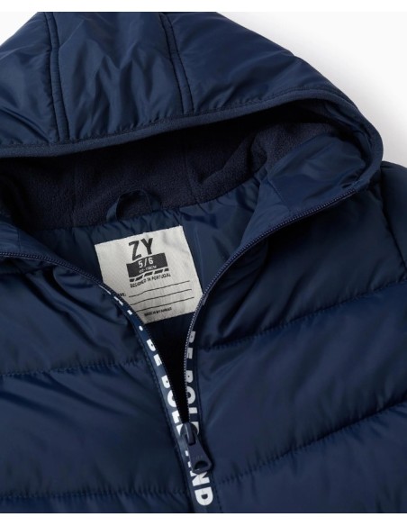 CHAQUETA ALCOCHADA CON CAPUCHA AZUL MARINO