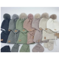 GORRO, CUELLO CRUZADO Y MANOPLAS BEIGEE