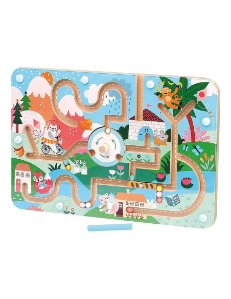 LABERINTO MAGNÉTICO DE MADERA, ANIMALES DIVERTIDOS