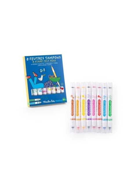 8 ROTULADORES TAMPÓN 2 EN 1