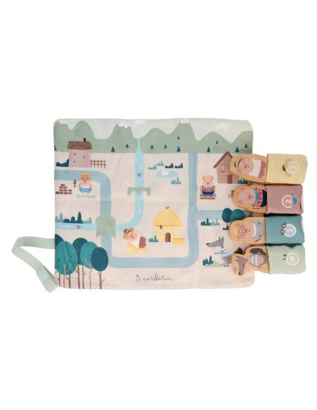 JUEGO MANTEL LOS TRES CERDITOS Y EL LOBO