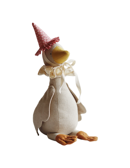 GANSO CON GORRO ROSA Y CUELLO