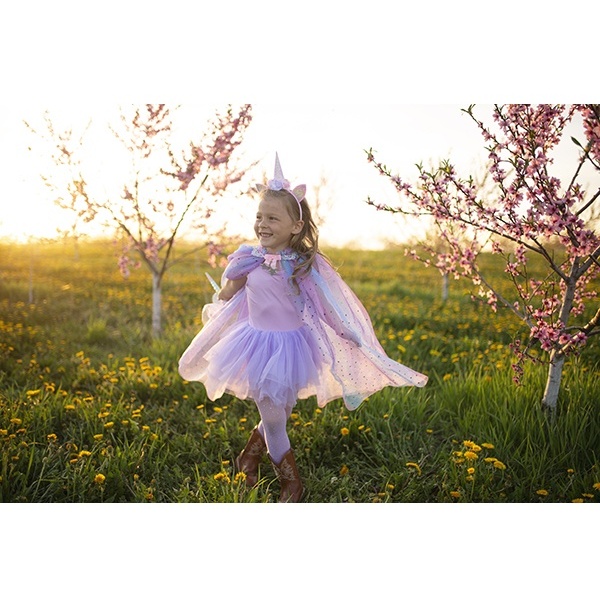 DISFRAZ CAPA Y CORONA UNICORNIO