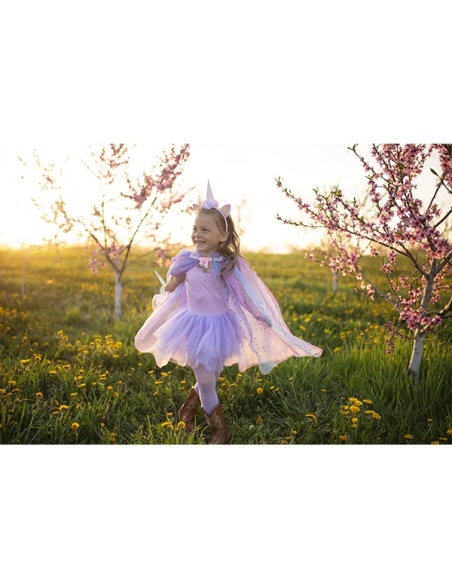 DISFRAZ CAPA Y CORONA UNICORNIO