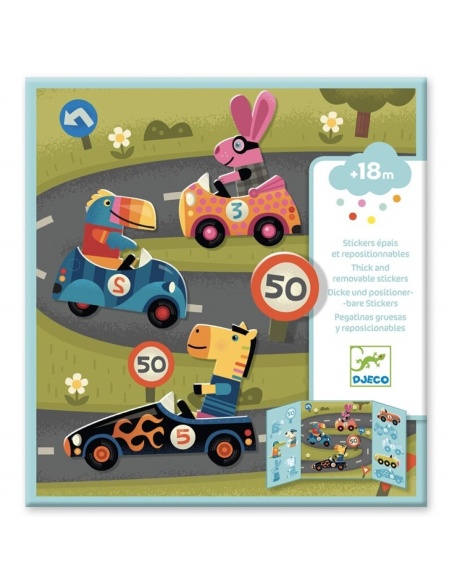 PEGATINAS REUTILIZABLES CARRERA DE COCHES