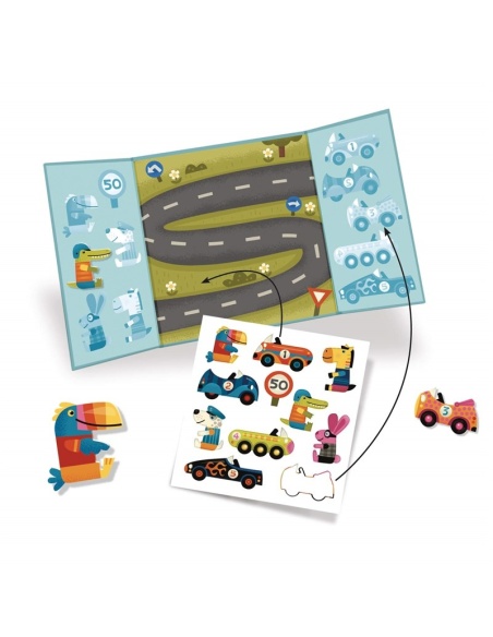 PEGATINAS REUTILIZABLES CARRERA DE COCHES