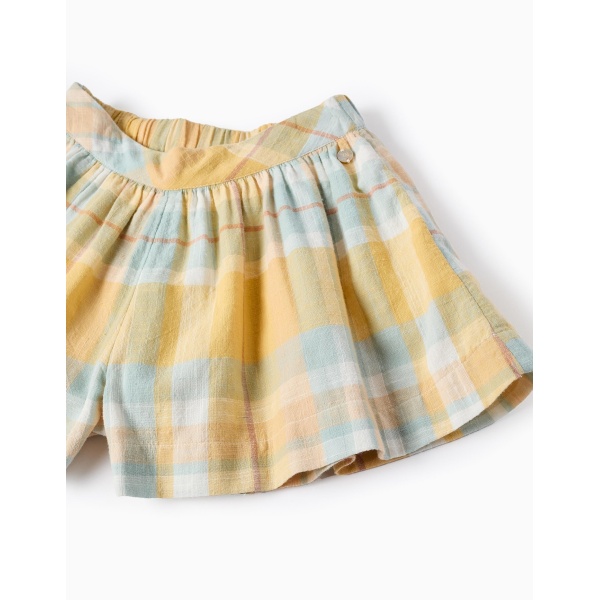 PANTALÓN CORTO CUADROS AMARILLOS