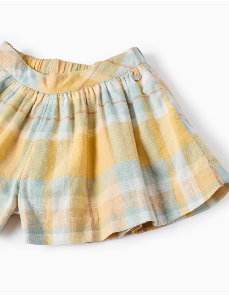 PANTALÓN CORTO CUADROS AMARILLOS