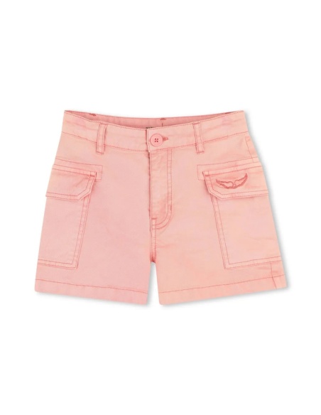 SHORTS CON LOGO BORDADO ROSA