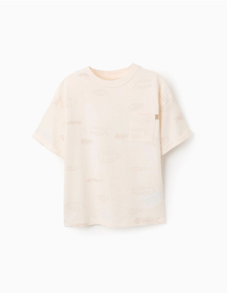 CAMISETA BEIGE MANGA CORTA