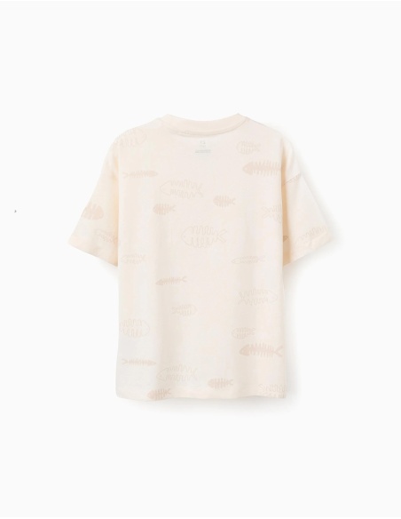 CAMISETA BEIGE MANGA CORTA