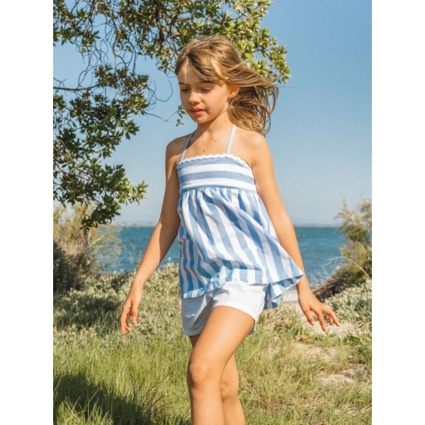 PANTALÓN CORTO LISO BLANCO EN SARGA