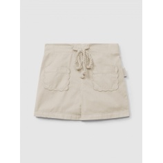 PANTALÓN CORTO LISO BEIGE EN SARGA