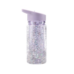 BOTELLA PLÁSTICO CON PAJITA GLITTER STARS LILA