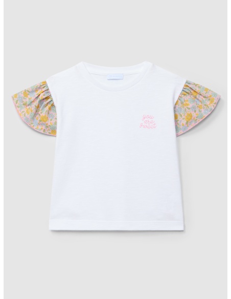 CAMISETA "YOU ARE SWEET" MANGAS DE VOLANTE LARANJINHA