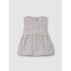 VESTIDO A RAYAS MULTICOLOR CON APLICACIÓN DE ENCAJE LARANJINHA 2