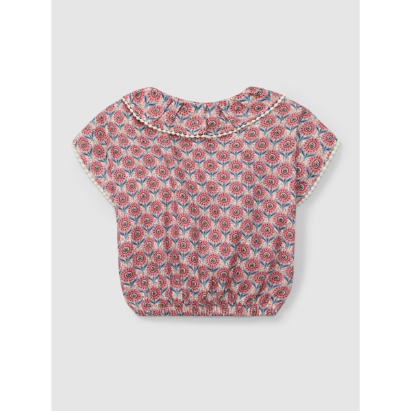 TOP FLORES CON DETALLES DE ENCAJE LARANJINHA