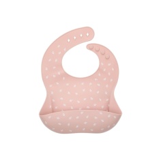 BABERO SILICONA HOJAS ROSA