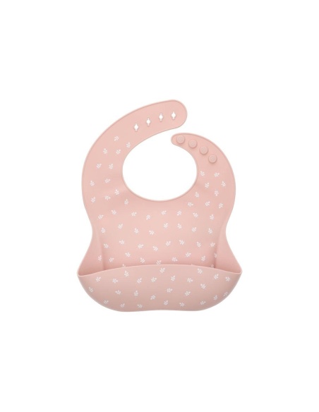 BABERO SILICONA HOJAS ROSA