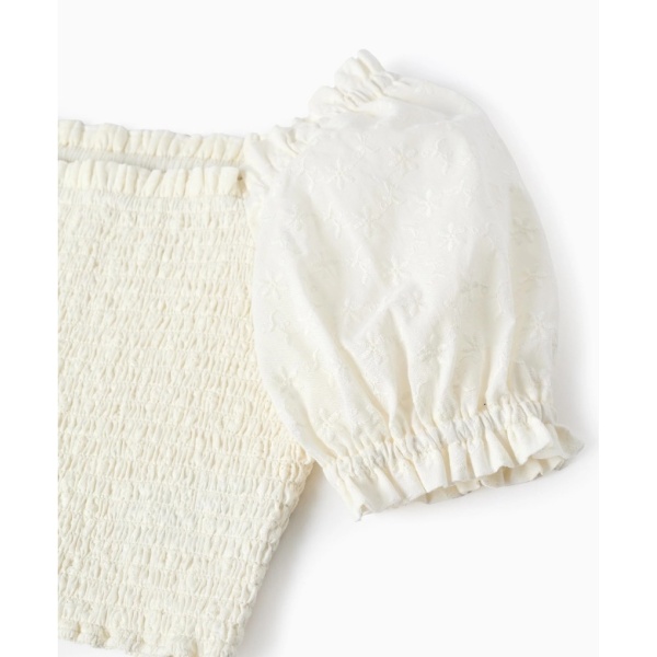 TOP CON BORDADO INGLÉS Y MANGAS CAMPESINAS