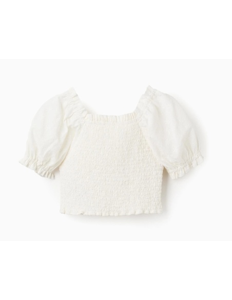 TOP CON BORDADO INGLÉS Y MANGAS CAMPESINAS