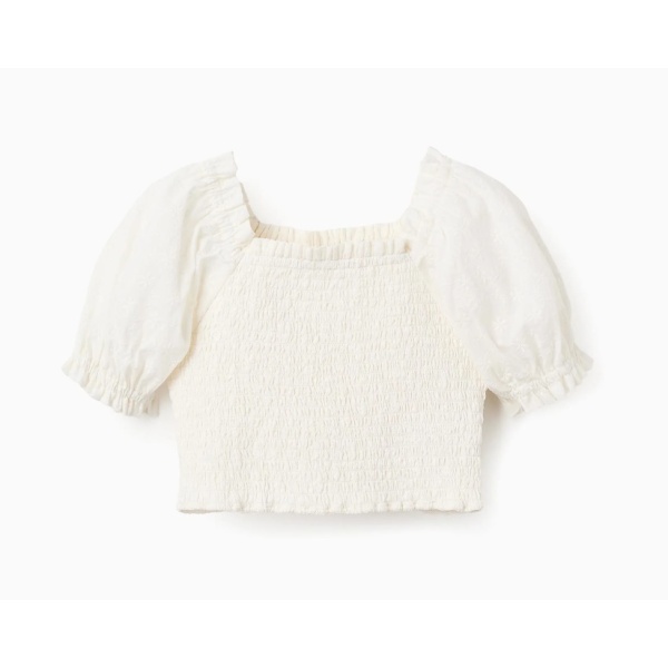 TOP CON BORDADO INGLÉS Y MANGAS CAMPESINAS