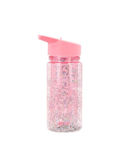 BOTELLA PLÁSTICO CON PAJITA GLITTER STARS GLOSS