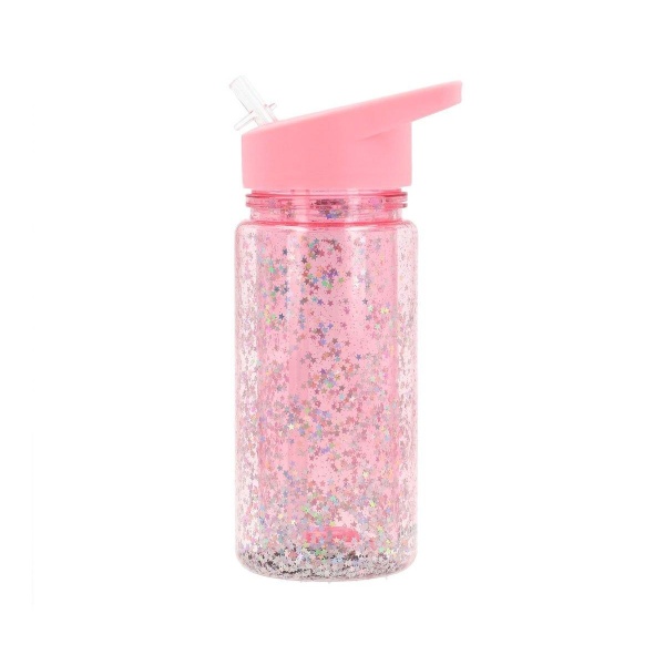 BOTELLA PLÁSTICO CON PAJITA GLITTER STARS GLOSS