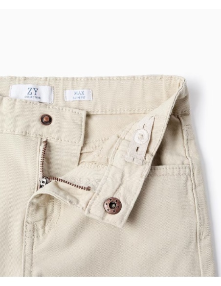 PANTALÓN CHINO DE SARGA SLIM BEIGE