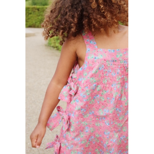 VESTIDO DE ALGODÓN LAZOS FLORAL KONGES SLOJD