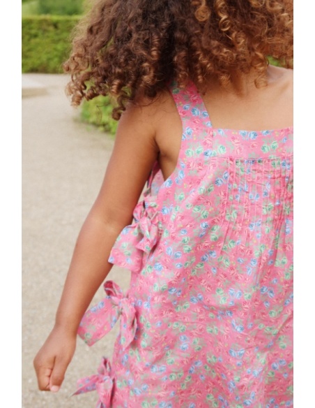 VESTIDO DE ALGODÓN LAZOS FLORAL KONGES SLOJD