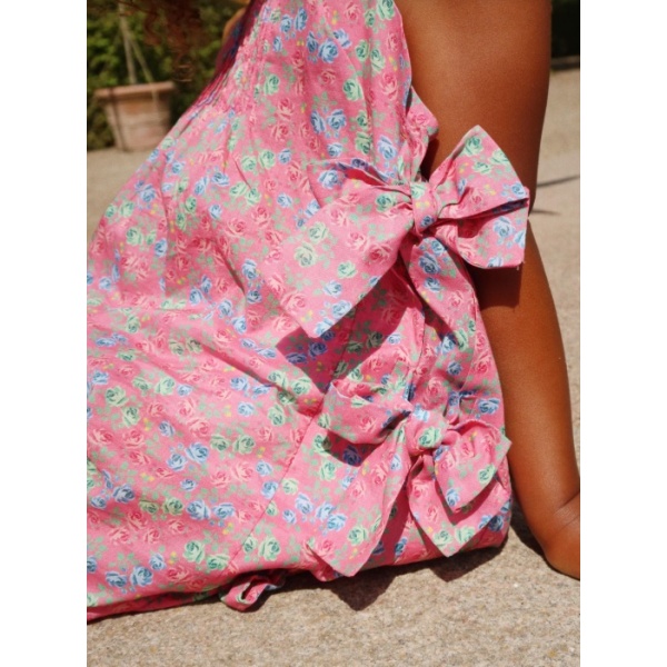 VESTIDO DE ALGODÓN LAZOS FLORAL KONGES SLOJD