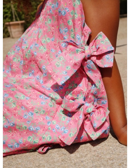 VESTIDO DE ALGODÓN LAZOS FLORAL KONGES SLOJD