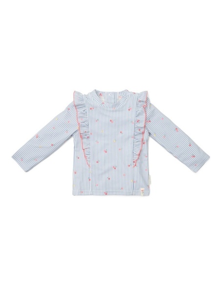 CAMISETA UV MANGA LARGA FLOWERS AZUL