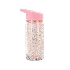 BOTELLA PLÁSTICO CON PAJITA GLITTER STARS PINK 2