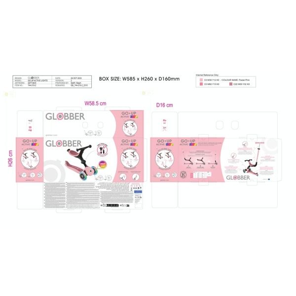 PATINETE GLOBBER GO-UP ACTIVE LIGHT ROSA PASTEL