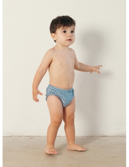 BAÑADOR PAÑAL VICHY AZUL MARINO