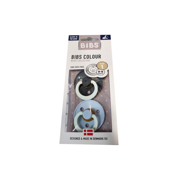 2 CHUPETES NOCTURNOS BIBS BABY BLUE/IRON