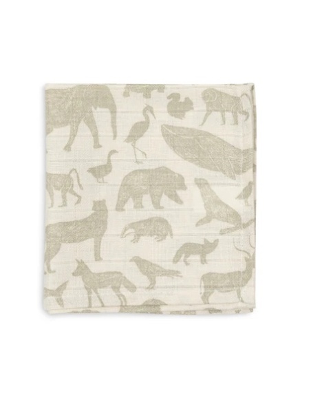 MUSELINAS 70X70 CM ANIMALES VERDE JOLLEIN