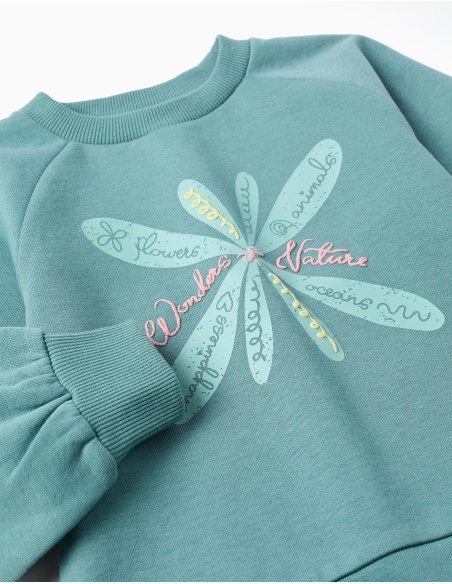 SUDADERA VERDE CLARO ESTAMPADA