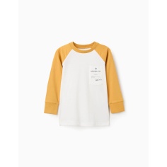 CAMISETA MANGA LARGA BLANCO/AMARILLO