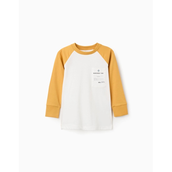 CAMISETA MANGA LARGA BLANCO/AMARILLO