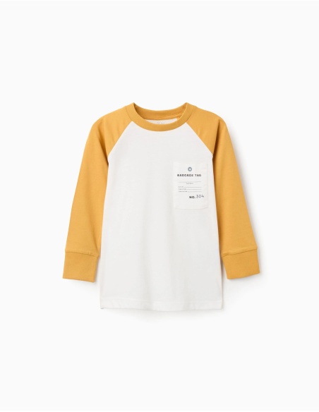 CAMISETA MANGA LARGA BLANCO/AMARILLO