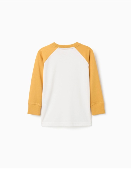 CAMISETA MANGA LARGA BLANCO/AMARILLO