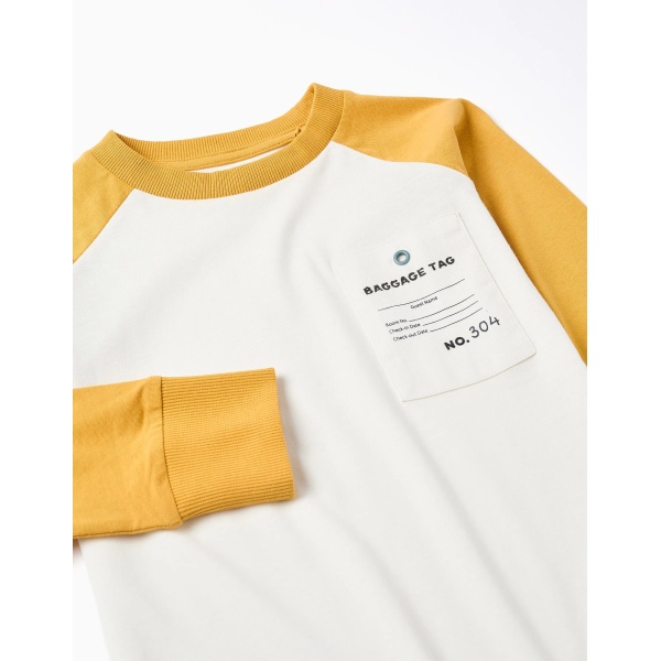 CAMISETA MANGA LARGA BLANCO/AMARILLO