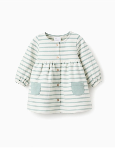 VESTIDO RAYAS BLANCO/VERDE AGUA
